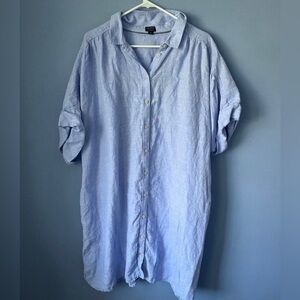 J. Crew Baird McNutt Irish Linen Shirtdress, Blue, Size 3X